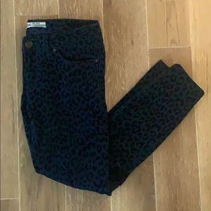 Free People Navy Blue Leopard Jeans